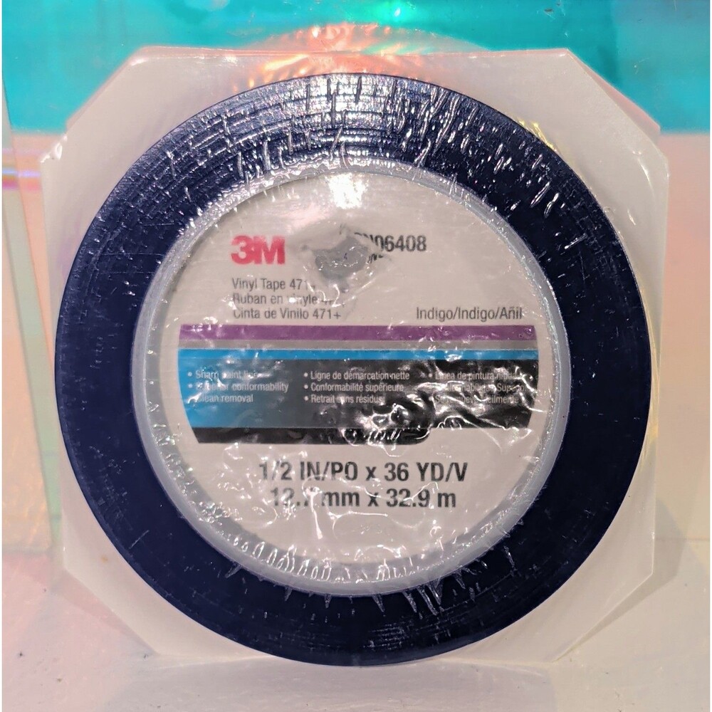 3M 471+ Vinyl Tape Indigo 1/2" x 36 YD Fine Line Masking Paint Tape NEW